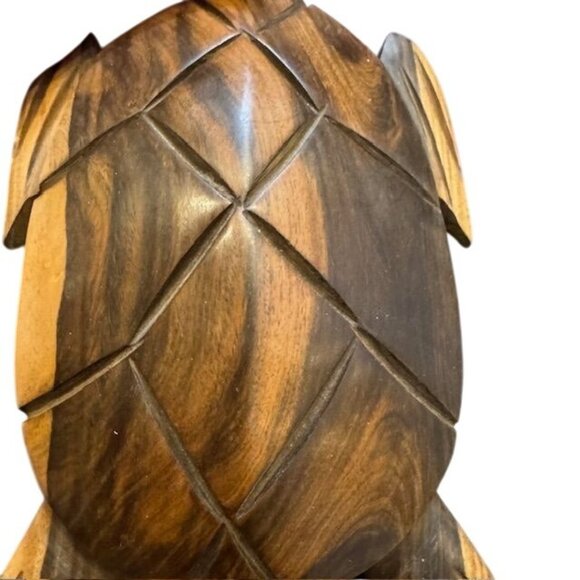 Hand-Carved Wooden Turtle Figurine Decorative Accent For Home Or Office - Picture 4 of 8